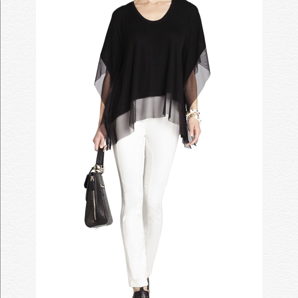 BCBG MAXAZRIA black mesh hem top